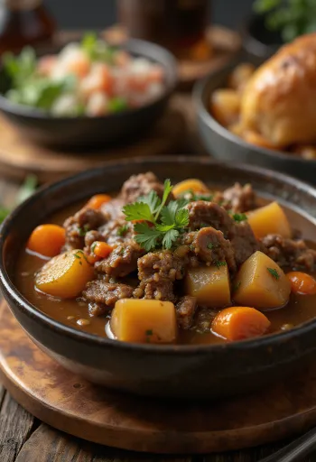 Estofado de carne served