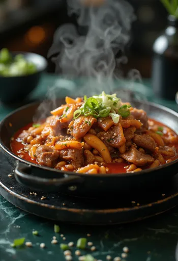 Kongnamul-bulgogi served with pork and sprouts