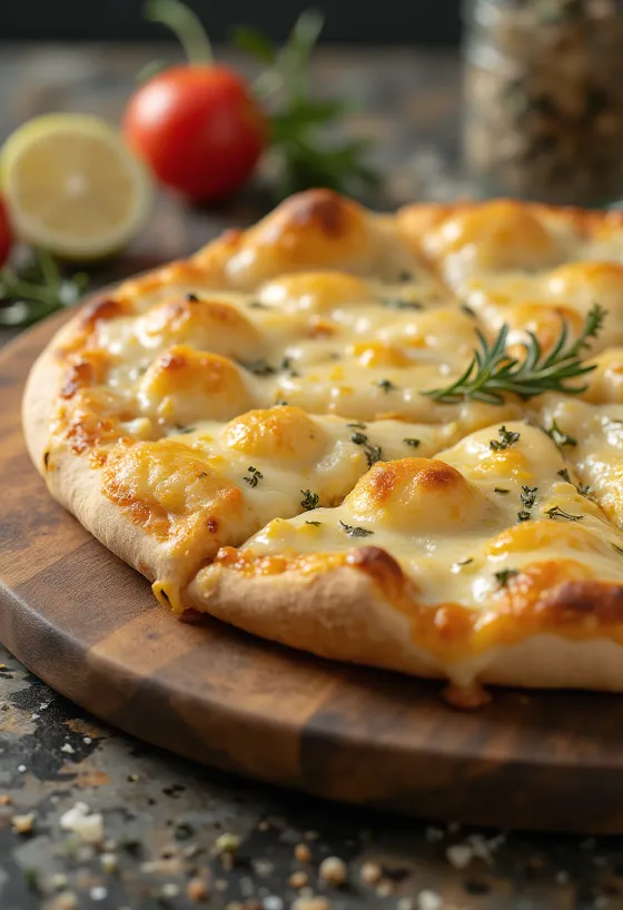 Pizza Bianca con Parmigiano with Parmesan and mozzarella