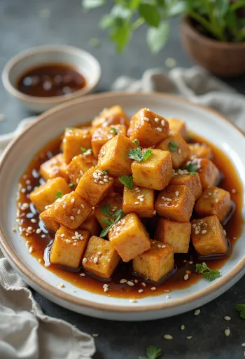 Fried tofu with garlic sauce