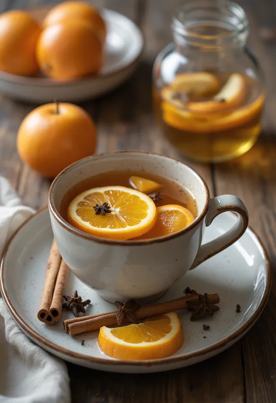 Winter fruit tea served in a glass