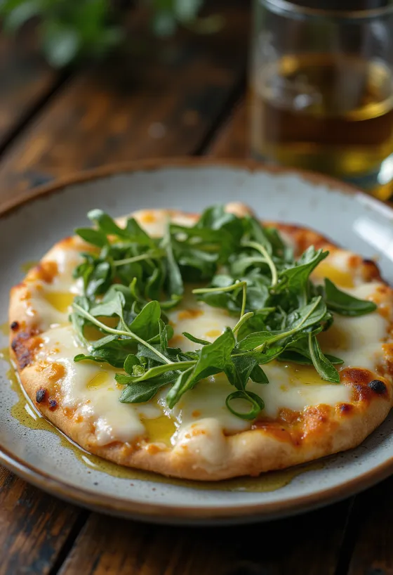 Pizza Bianca con Rucola with rocket and cheese