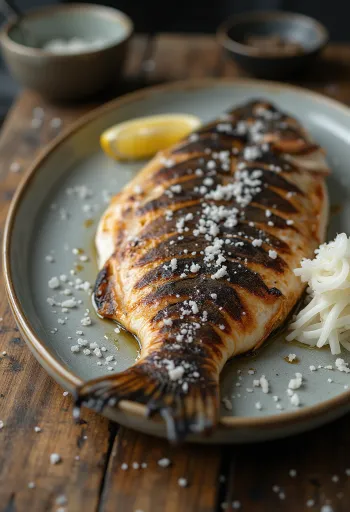Shioyaki trout, beautifully browned and served with fresh parsley