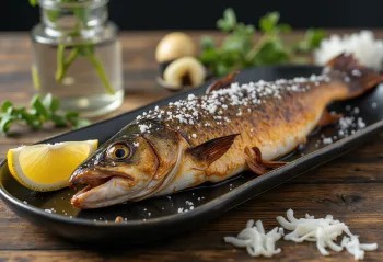 Shioyaki trout, beautifully browned and served with fresh parsley