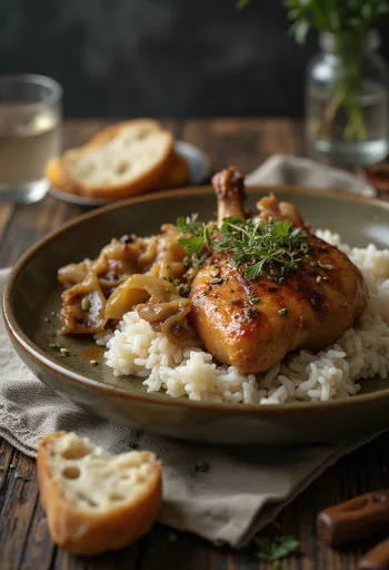 Roast duck served with rice and cabbage