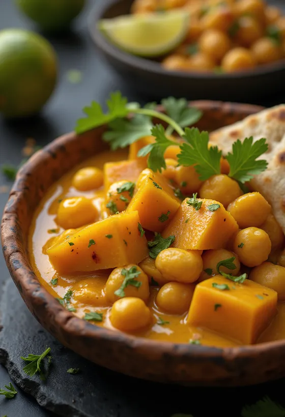 Pumpkin curry with chickpeas