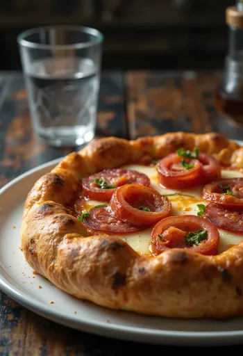 Stuffed crust Diavola pizza with spicy salami