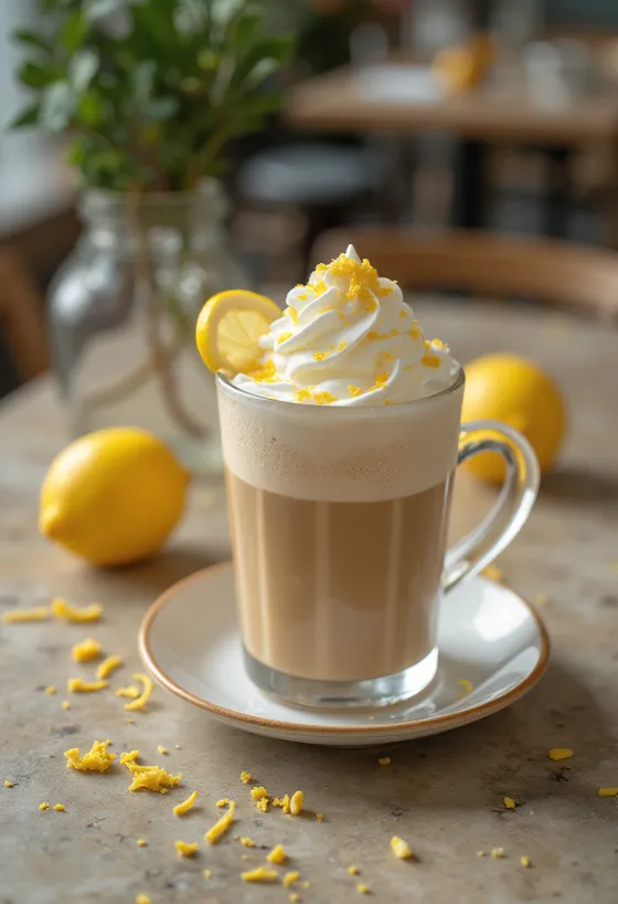 Mint and lemon coffee frappé in a glass