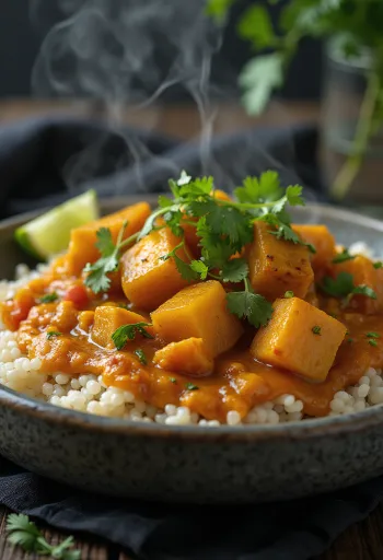 Pumpkin curry on quinoa base