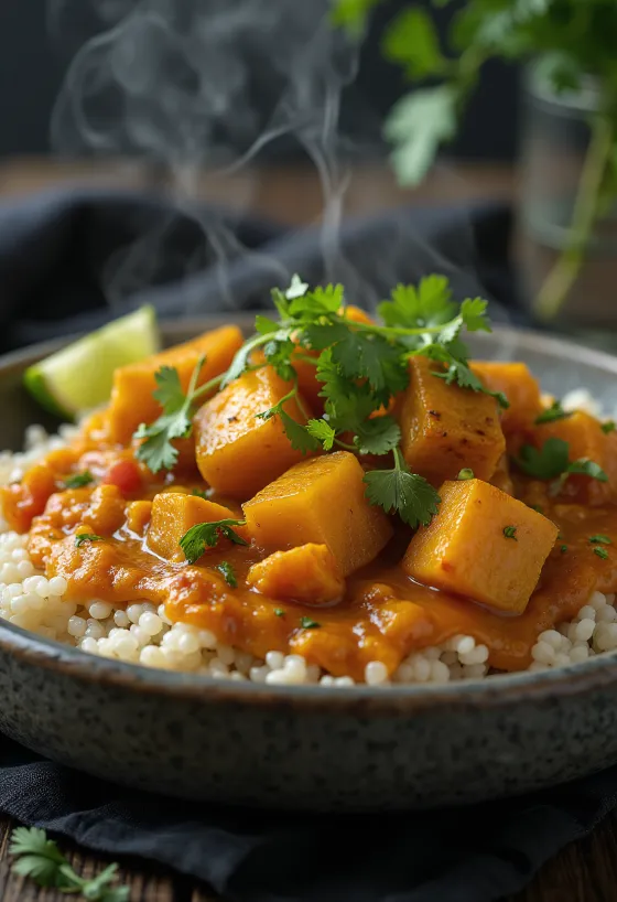 Pumpkin curry on quinoa base