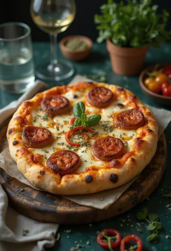 Vegan Diavola pizza with plant-based sausage and chilli