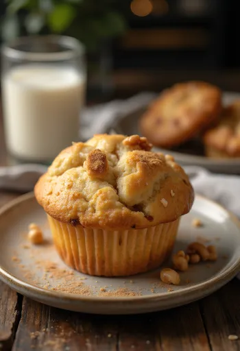 Apple and walnut muffins served on a plate