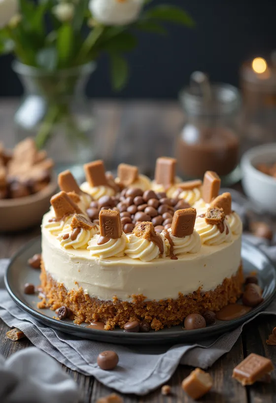 Kinder Bueno cake served