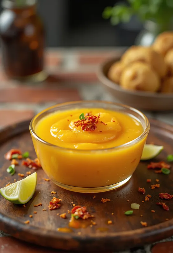 Mango lime sauce served with grilled chicken