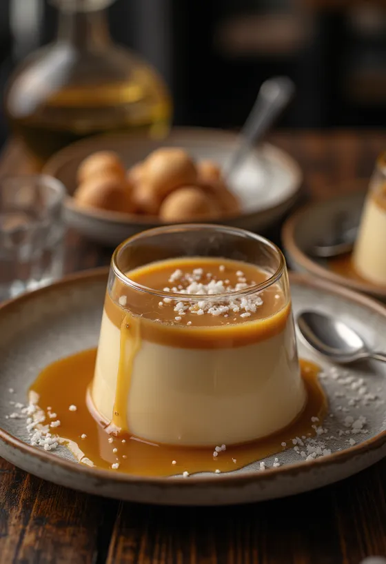 Salted caramel panna cotta in a glass