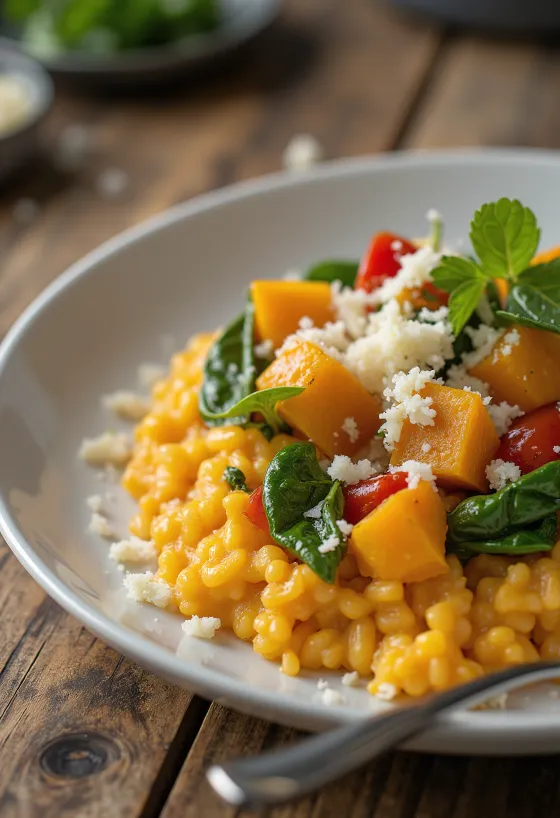 Pumpkin risotto with vegetables