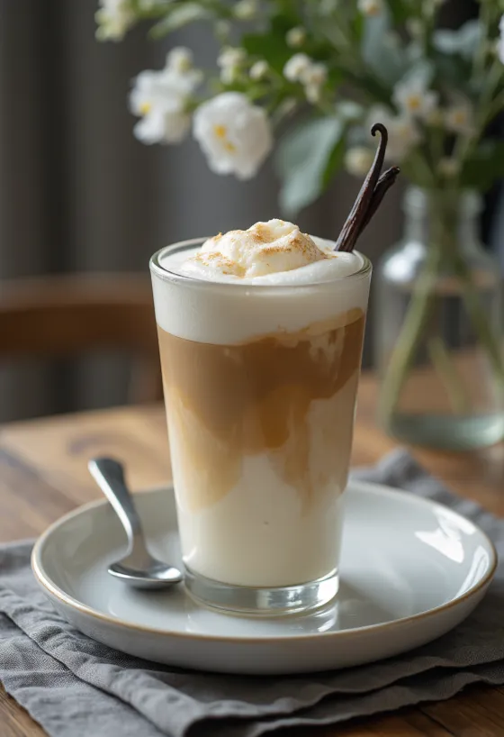 Vanilla latte freshly served