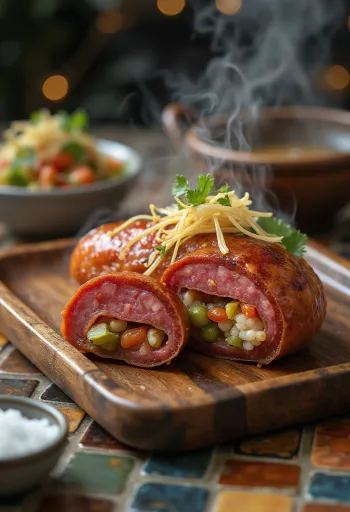 Abai Soondae served, sliced, with rich filling