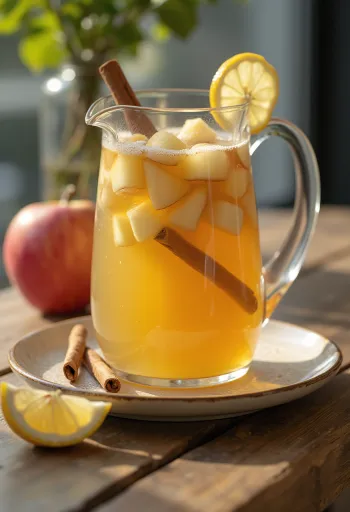 Apple juice with cinnamon served in a glass