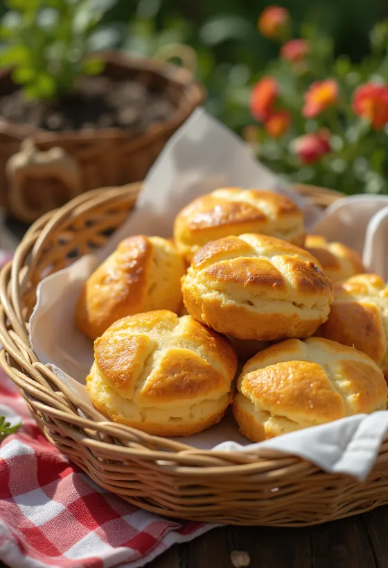 Potato scones baked golden brown, crispy top