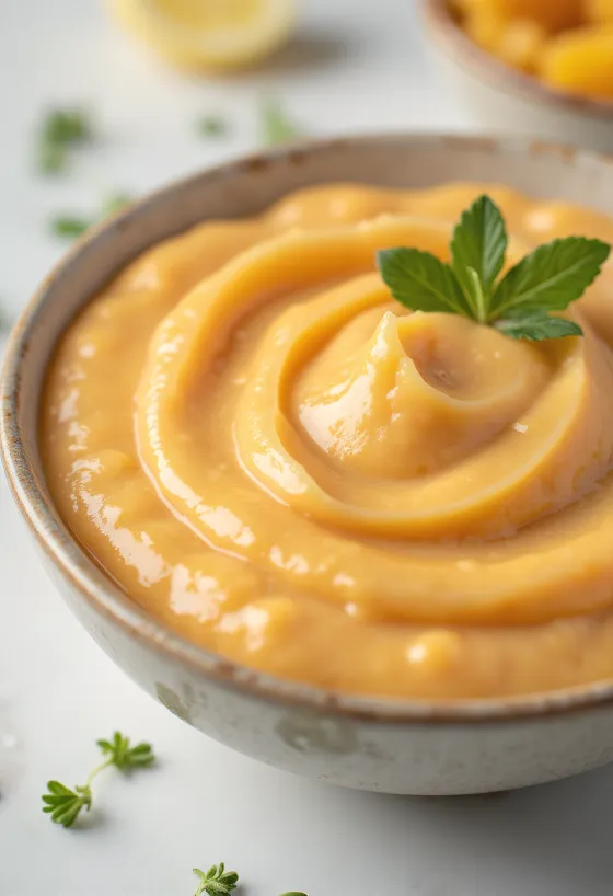Mango lime tahini sauce served