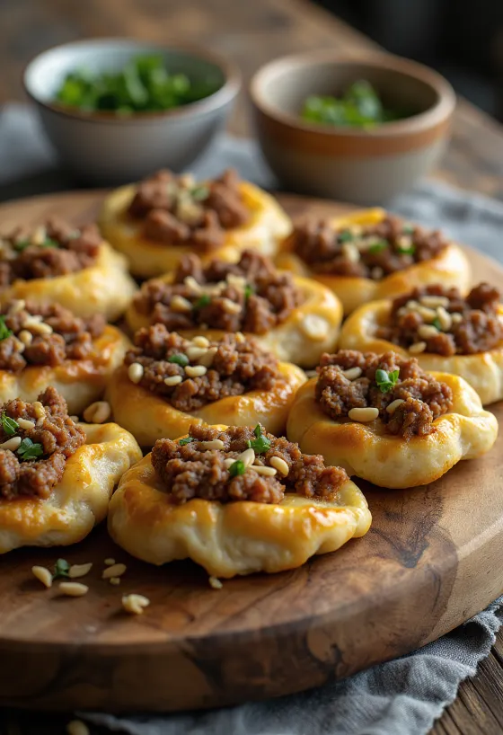 Sfiha served with fresh parsley and salad