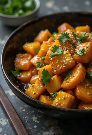 Pumpkin wok with curry tofu