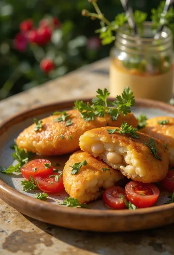 Acarajé with vinaigrette, decorated with fresh coriander