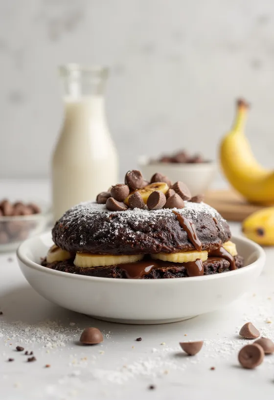 Banana chocolate doughnuts served