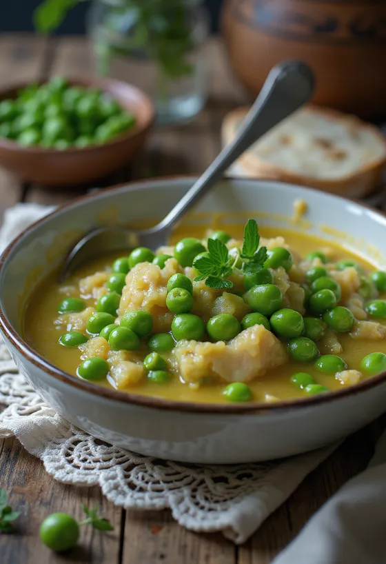 Creamy pea pottage recipe – Simple homemade creamed peas served with fresh parsley and crispy topping