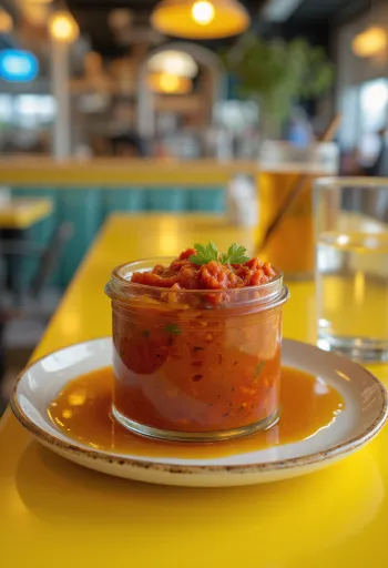 Harissa sauce served with grilled vegetables