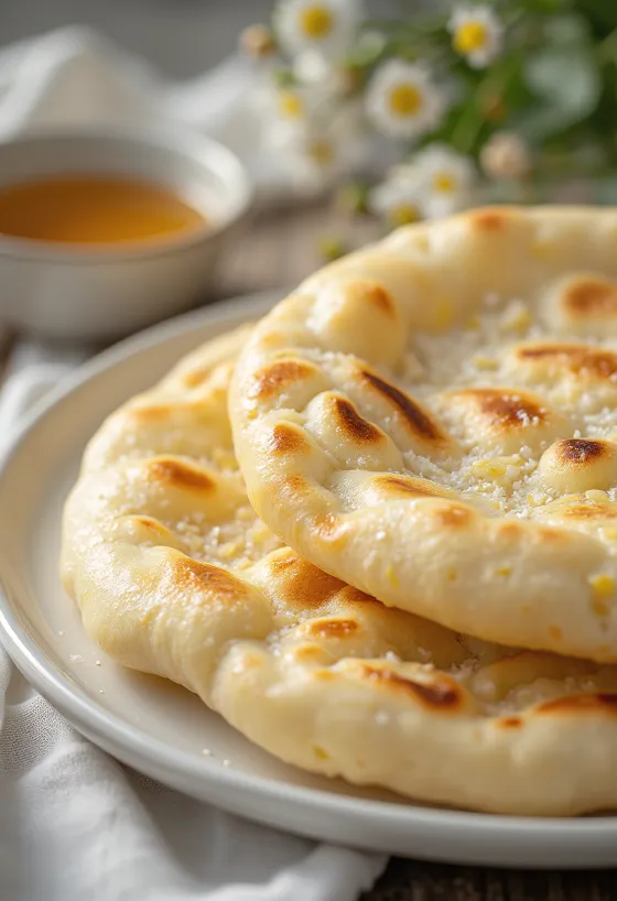 Vanilla naan bread served