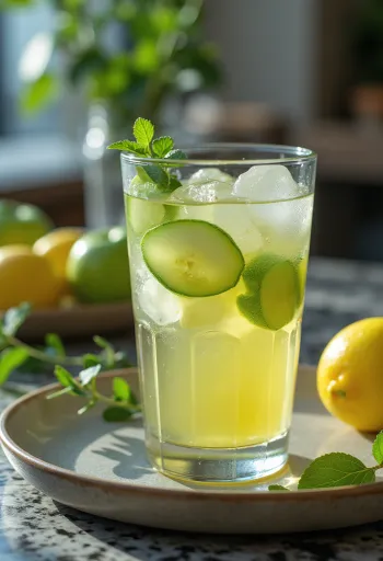 Green apple iced cider freshly served