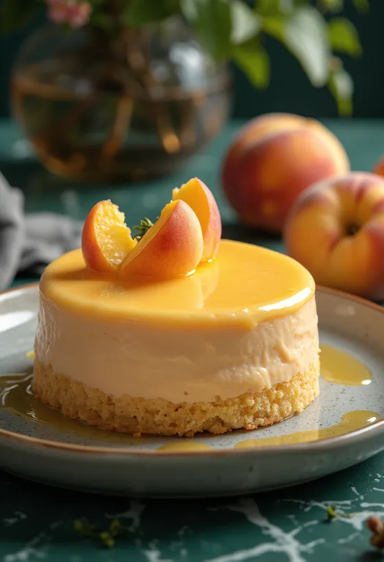 Peach cream cake with fruit