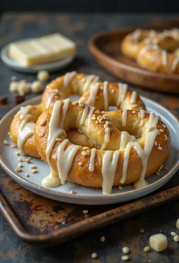 White chocolate pretzels served
