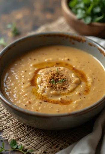 Spiced lentil soup served in a bowl