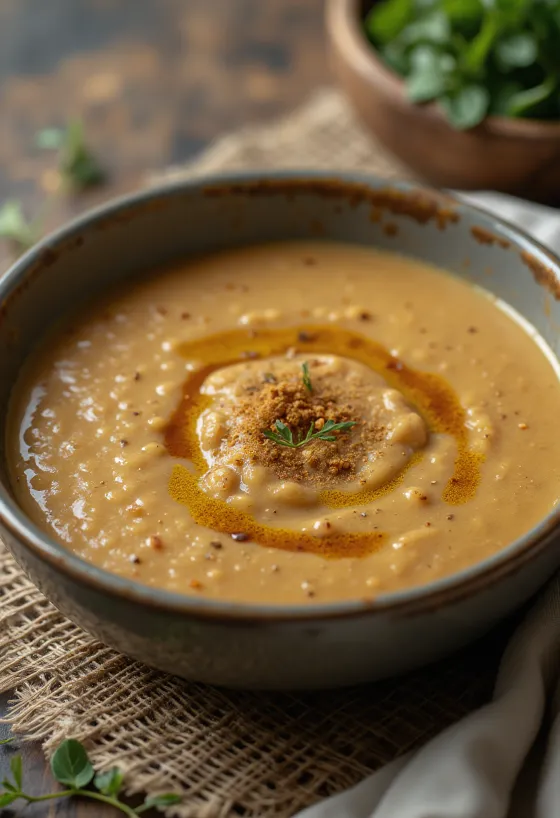 Spiced lentil soup served in a bowl