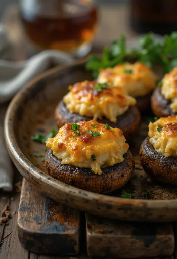 Stuffed mushrooms with parsley and vegan cheese