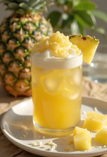 Pineapple coconut cider served in a glass