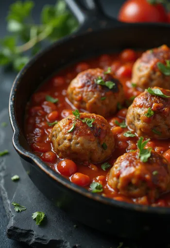 Meatballs served in tomato sauce