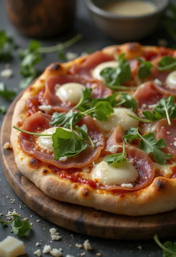 Pizza al Prosciutto Crudo served with Parma ham and rocket