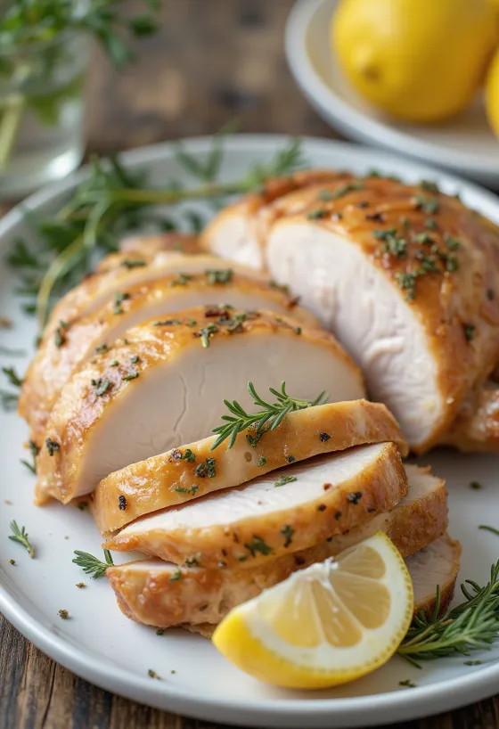 Roast turkey breast served