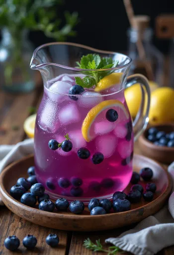 Blueberry lemonade served in a glass