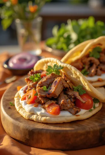 Lamb gyros pita with fresh tzatziki