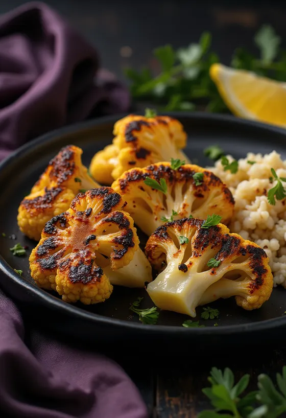 BBQ grilled cauliflower served
