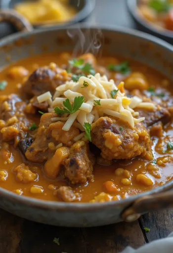 Goat curry served with rice