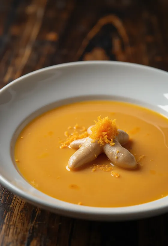 Carrot and ginger soup served in a bowl