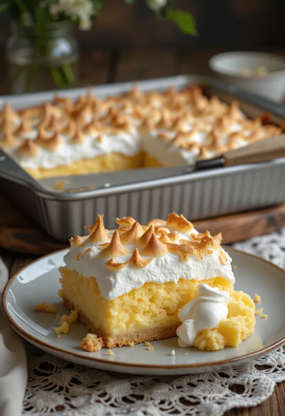 Coconut Meringue Slice served