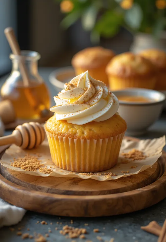 Honey cupcake with mascarpone cream