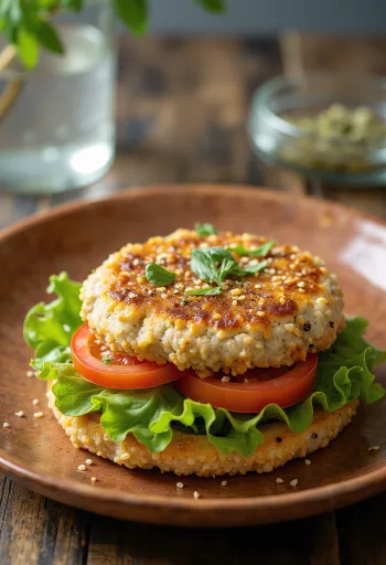 Quinoa burger with fresh vegetables